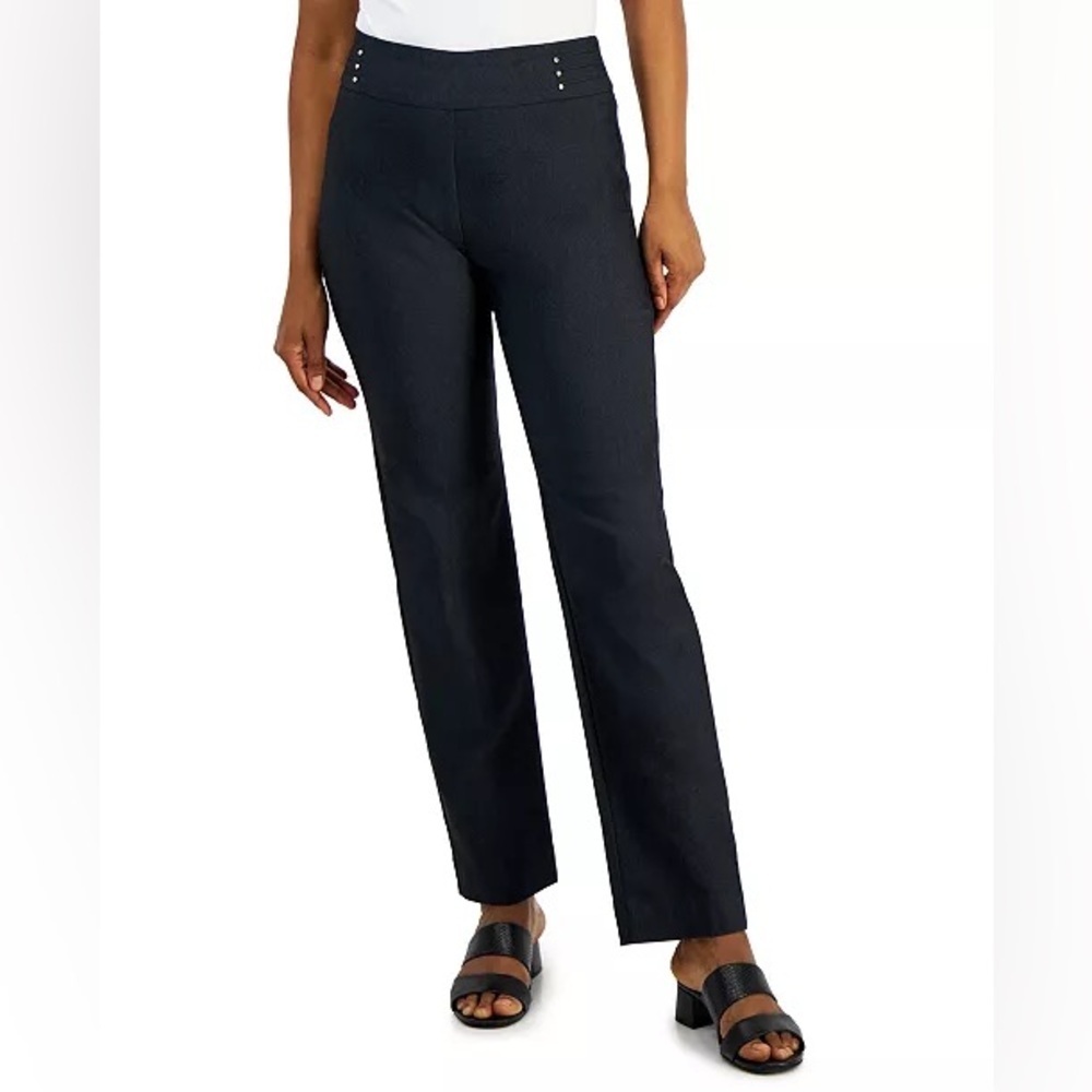 JM Collection Black Straight-Leg Pull-On Pant